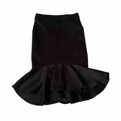 This Knee-Length Pencil Skirt Is Made Of A Blend Of Polyester And Spandex And Features A Solid Pattern With Ruffle Accents. It Has An Elastic Waistband And Pull-On Closure. Black Elastane Lined Mini Skirt, Black Lined Mini Skirt In Elastane, Black Stretch Elastane Maxi Skirt, Black Elastane Pencil Skirt For Evening, Black Elastane Mini Skirt, Black Stretch Pencil Skirt For Parties, Stretch Black Pencil Skirt For Party, Chic Black Elastane Pencil Skirt, Black Lined Skirt In Elastane