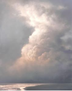 an oil painting of clouds over the ocean