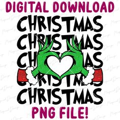 christmas svg file with two hands making a heart and the words, digital download