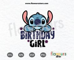 the logo for a birthday girl with a cute cartoon character on it's face