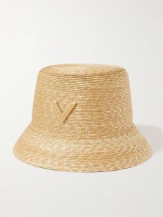 VALENTINO GARAVANI Embellished straw bucket hat | NET-A-PORTER Chloe 2024, Hat With Scarf, Walking Around The City, Relaxing On The Beach, Straw Bucket Hat, Brown Accessories, Shades Of Beige, Bits And Bobs, Sunny Day