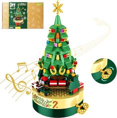 a christmas tree made out of legos and music notes