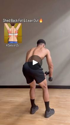 a man with no shirt is doing exercises on the floor