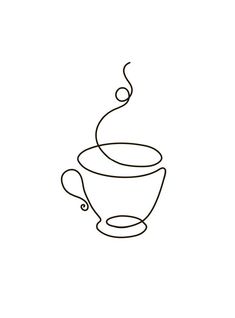 a line drawing of a coffee cup