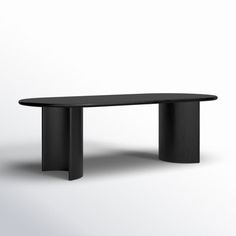 an oval black table on a white background