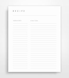 a recipe book on top of a white paper with the word recipe written in it