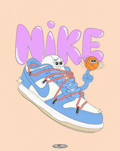 A nike sneaker illustration by Fiorella Granda Nike Shoes Advertisement, Sneakers Illustration Nike, Sneaker Art Illustration, Nike Illustration Artworks, Nike Swoosh Art, Nike Logo Art, Nike Logo Art Design, Nike Doodle, Jordan Cartoon