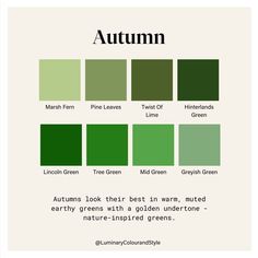 the color scheme for autumn is green, and it's all in shades that match