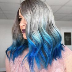 cool toned hair colors for summer Hair With Blue Tips, Blue Hair Ideas, Silver Blue Hair, Edgy Hair Color, Pulp Riot Hair Color, Perfect Hair Color, Pulp Riot, Blue Tips, Silver Hair Color