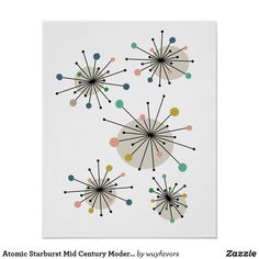 an art print with colorful dots and lines on white paper, in the shape of a starburst