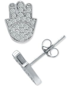 All hands to elegance! These sparkling hamsa hand stud earrings from Giani Bernini are ablaze with cubic zirconia pave. Hamsa Hand, Fine Jewellery Earrings, Cubic Zirconia, Jewelry Watches, Fine Jewelry, Jewelry Earrings, Stud Earrings, Sterling Silver, Silver