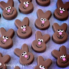 chocolate hearts with faces and noses on them