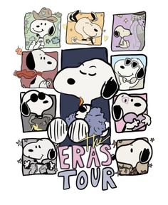 the era's tour poster with snoop and friends in squares on white paper,