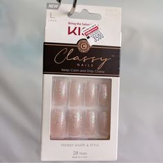 New Kiss Press-On Nail Kit. Nude Pink With Iridescent Sequin Sparkles. Kiss Press On Nails Long, Kiss Nails Press On, Kiss Press On Nails Glitter, Press On Nails Kiss, Kiss Acrylic Press On Nails, Kiss Press On Nails, Nail Soak, Kiss Pink, Long Press On Nails