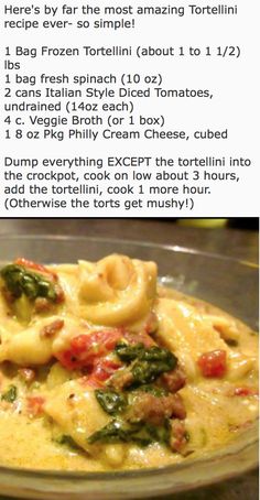 the recipe for tortellini with spinach and tomato sauce