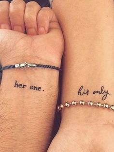 two people with matching tattoos on their arm and wrist, one has her only tattoo