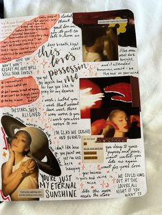 a collage of photos and words on a piece of paper