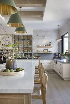 the kitchen is clean and ready to be used as a dining room or family room