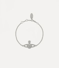 Mini Bas Relief Chain Bracelet in PLATINUM-CRYSTAL-Crystal | Vivienne Westwood® White Crystals, Bas Relief, Into The Future, Bracelet Silver, Vivienne Westwood, Silver Bracelets, Chain Bracelet, The Future, Silver Bracelet