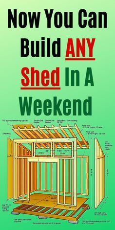 a green poster with the words now you can build any shed in a weekend