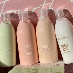 Fourth Ray Beauty Body Milk, Peach Beauty Products, Coconut Skin Care, Body Care Packaging, Aesthetic Skin Care Products, Milk Cosmetics, Fourth Ray, Fourth Ray Beauty