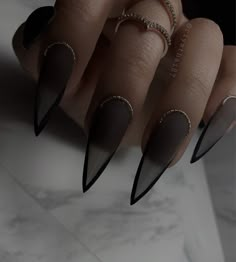 Jelly Black Nails, Grey And Black Nails, Black Jelly Nails, Stiletto Nails Designs