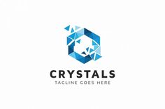 the logo for crystals, which is designed with geometric shapes and has a hexagonal shape