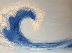 a painting of a blue wave in the ocean