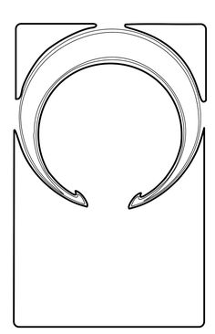 a black and white drawing of a circle with two curved ends on the front side