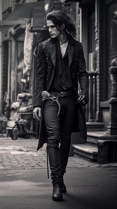 Goth man created with AI by Amanda Church Dhampir Paladin, Masculine Goth, Gothic Outfits Men, Gothic Outfit Ideas, Goth Mens Fashion, Goth Outfits Men, Gothic Fashion Men, Summer Goth Outfits