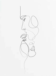 a line drawing of two people's faces, one in profile and the other behind them