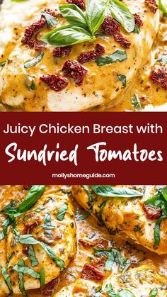 juicy chicken breast with sundried tomatoes and herbs is an easy, delicious dinner