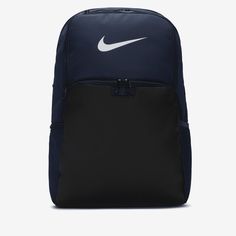 The Nike Brasilia Backpack gives you plenty of organized space to keep your gear in check and ready for your next adventure, even if that's just getting to and from school or the gym. The durable design is made to hold up for everyday use. This product is made with at least 50% recycled polyester fibers. Blue Nike Backpack, Nike Azul, Mochila Nike, Nike Web, 30l Backpack, Nike Pullover Hoodie, Nike Backpack, Blue Backpack, Blue Nike