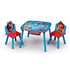 children's table and chairs with paw patrol theme