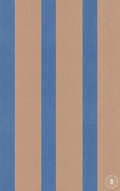 a blue and tan striped wallpaper with vertical stripes on the bottom half of it