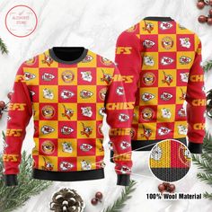 Kansas City Chiefs Logo Checkered Flannel Ugly Christmas Sweater available in T-shirt, hoodie, tank top, longsleeve, multi color and size S M L XL XXL 3XL 4XL 5XL. Shipping from the US. Easy 30 day return policy - Shop now! 6.1-ounce, 100% cotton .Double-needle neck, sleeves and hem; Roomy Unisex Fit. Ash is 99% cotton, 1% poly; Sport Grey is 90% cotton, 10% poly; Dark Heather is 50% cotton, 50% polyester .Decoration type: Digital Print. Made by Gildan Chiefs Apparel, Kansas City Chiefs Apparel, Kansas City Chiefs Logo, Chiefs Logo, 3d Sweater, Iconic Shoes, Yellow Gifts, American Football Team, Chunky Knits