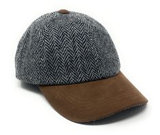 The cap features an adjustable leather strap at the back, allowing for a perfect fit for head sizes from approximately 57cm / 22.5 inch to 64cm / 25.25 in. The fully lined cotton twill interior with an Internal sweatband for added comfort and Harris Tweed label add to the luxurious look and feel of the cap.  Looking for a stylish and functional accessory for your next golf or baseball game? Look no further than our 100% Harris Tweed cap, the perfect addition to any sports or casual outfit!  Craf Classic Adjustable Baseball Cap For Fall, Brown Adjustable Baseball Cap For Fall, Black Six-panel Fall Hat, Adjustable Brown Baseball Cap For Fall, Black Tweed Cap, Classic Fall Baseball Cap For Outdoor, Casual Brown Herringbone Hat, Adjustable Winter Hat With Herringbone Pattern, Adjustable Tweed Cap