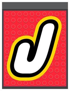 the letter u is made up of black and yellow circles on a red background with white dots