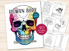 a coloring book with an image of a human body on it and the title, color and learn