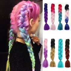 Specification: Style:Ombre Braiding Hair Kanekalon Jumbo Braid Hair Extension For Twist? Material:100% Kanekalon Fiber for Twist Braiding? Length:24 Inches Net Weight: 95g Pack: 1Pcs Color:Natural Black To Dark Blonde,Natural Black To Wine Red,Black PiLELINTA Blue Three Colors,Red PiLELINTA To Light PiLELINTA,Red PiLELINTA To Sky Blue,Light PiLELINTA To Purple,Ash Blonde,Dark Purple To Light Purple,Light PiLELINTA,Cyan-blue,10 Color Available Feature: Hair Material: Jumbo Braiding Hair High Temperature Kanekalon Synthetic Fiber Hair Premium Quality: NO smell , NO shedding,Comfortable Wear,soft and smooth Hair Advantages: can USE hot water to wash Jumbo braiding hair and Not Fade, Easy to Corchet and different bariding hair Available,include pure/2 tone/three tone omber braid color Product Kanekalon Jumbo Braid, Jumbo Braiding Hair, Synthetic Braiding Hair, Braiding Hair Extensions, Types Of Hair Extensions, Dye Ideas, Ponytail Hair Extensions, Braids With Extensions, Braid In Hair Extensions