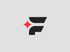 the letter f is made up of black and red shapes