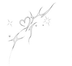 a drawing of scissors with hearts and sparkles on it's end, in the shape of a heart