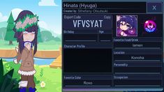 an anime character is standing in front of a screen with the name and avatar on it