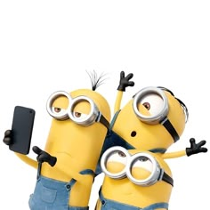 three minion characters are standing next to each other