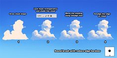 clouds are shown in the sky with different types of clouds above them and below it