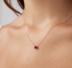 14K SOLID WHITE GOLD PRONG SETTING 6MM RUBY SOLITAIRE NECKLACE -July Birthstone- Here is a dainty, delicate and simple, yet classy minimalist Solitaire lab created Ruby Necklace. This is 14k Solid Gold. (We do not sell filled or plated jewelry) Perfect for everyday use.Necklace Length : 16 inches / 41.5cmPendant Width : 6mmTotal Carat: 0.60ct Star Wedding Band, Ruby Necklace Designs, Gold Ruby Necklace, Ruby Jewelry Necklaces, Jewelry Necklace Simple, Classy Minimalist, Glam Jewelry, Modern Gold Jewelry, Solitaire Necklace