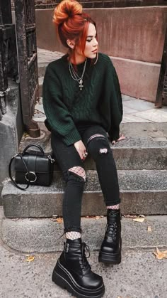 Mode Edgy, Grunge Fall Outfits, Alt Outfits, Neue Outfits, Punk Outfits, Alt Fashion, Outfits Fall