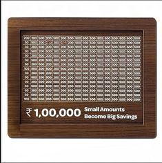a wooden plaque with the words 1, 00, 000 small amounts become big savings