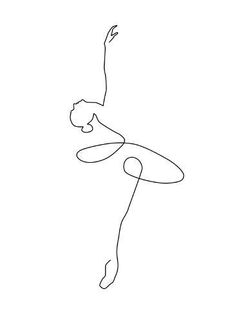 a single line drawing of a ballerina in the air with her arms stretched out