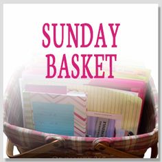 a basket filled with lots of cards and folders on top of a white background